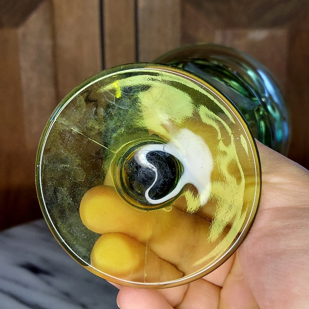 Vintage Green Glass Goblet - Picture 9 of 9